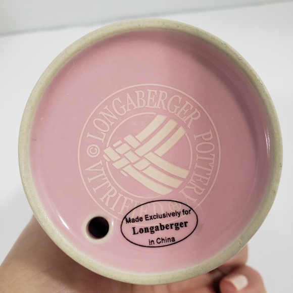 Longaberger Travel Cup Horizon of Hope Pink Ceramic Coffee Tea Mug with Lid - Picture 6 of 8